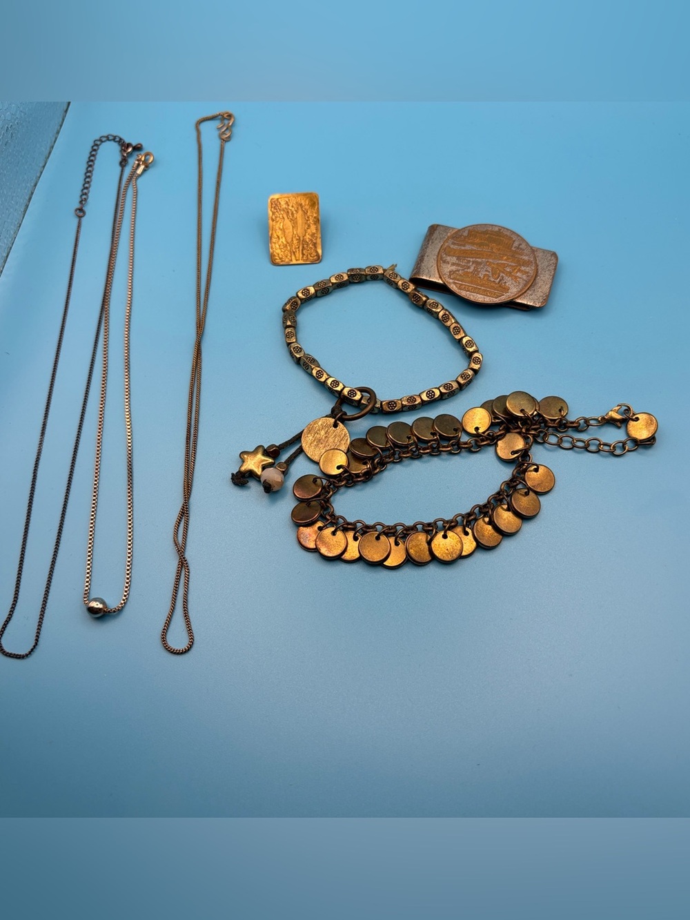 Source Unknown Gold-Tone Layered Disc & Charm Bracelet Set